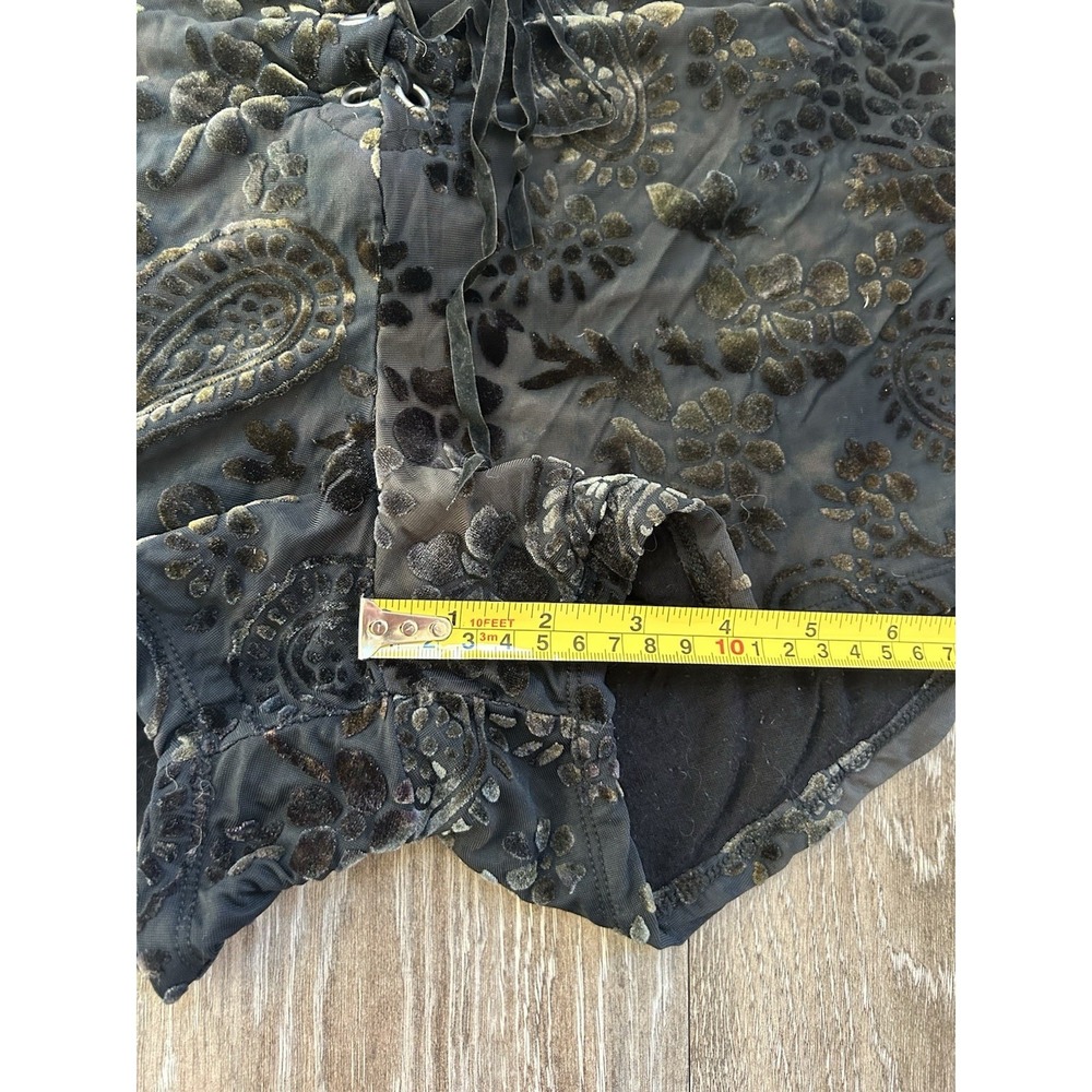 VTG Lip Service Burnout Floral Velvet Lace Up Micro Mini Shorts Y2K Grunge Indie - Picture 7 of 7